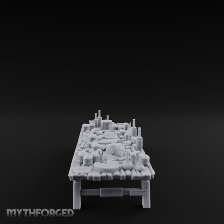Meat-Heaped Bottle-Strewn Banquet Feasting Table Miniature for Dungeons and Dragons, Pathfinder or other TTRPGs