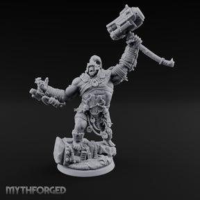 Mech Hammer Smashing Simian Brute Miniature for Dungeons and Dragons, Pathfinder or other TTRPGs