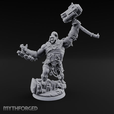 Mech Hammer Smashing Simian Brute Miniature for Dungeons and Dragons, Pathfinder or other TTRPGs