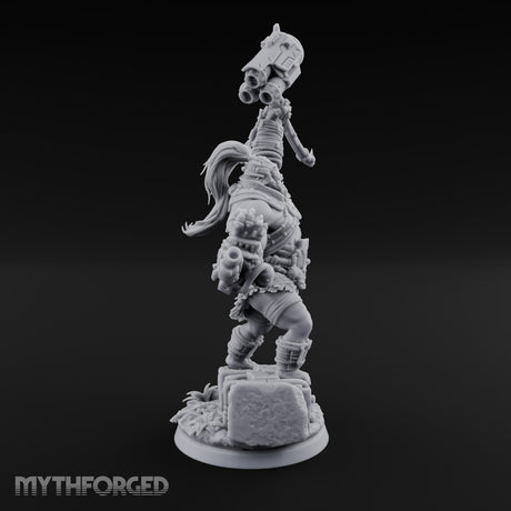 Mech Hammer Smashing Simian Brute Miniature for Dungeons and Dragons, Pathfinder or other TTRPGs