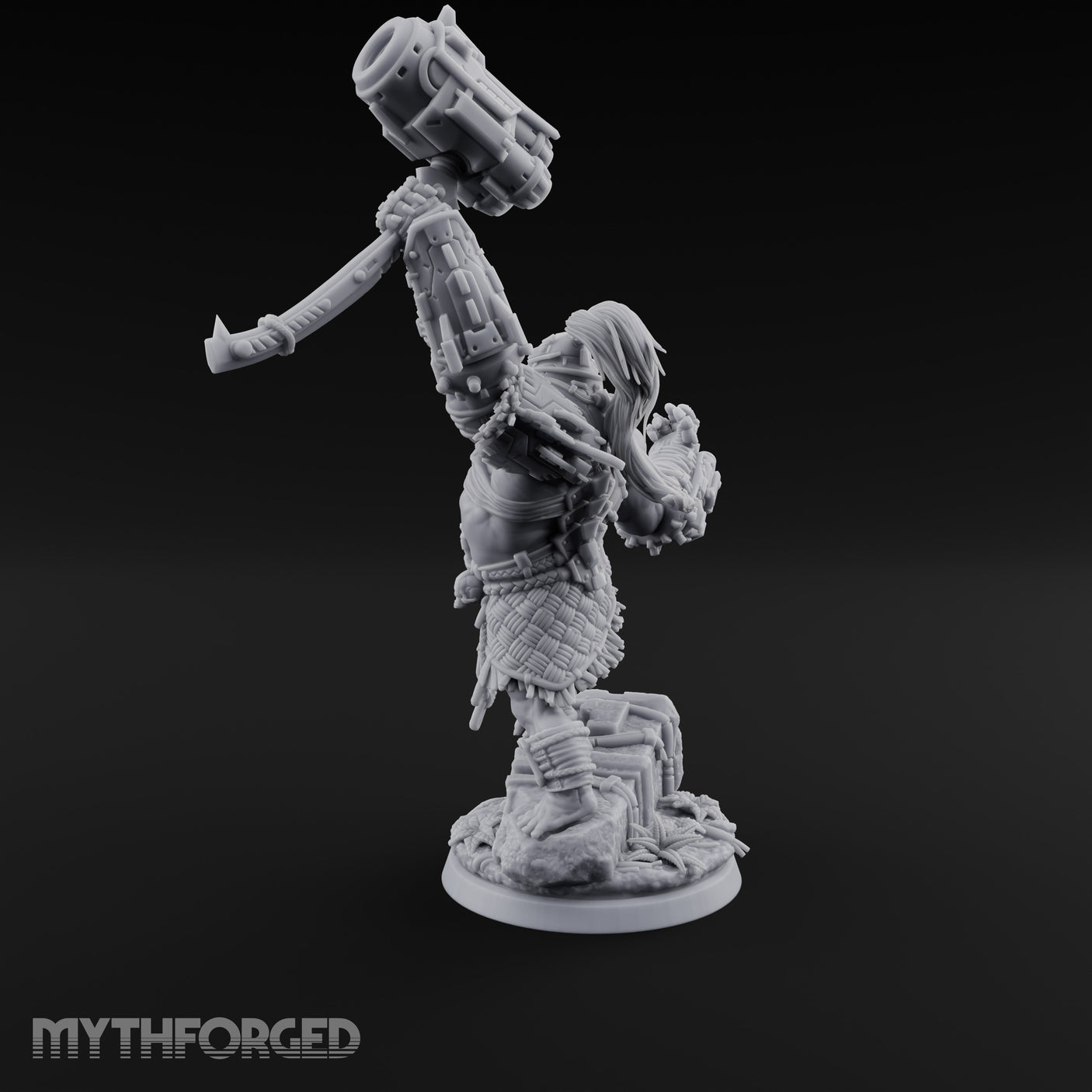 Mech Hammer Smashing Simian Brute Miniature for Dungeons and Dragons, Pathfinder or other TTRPGs