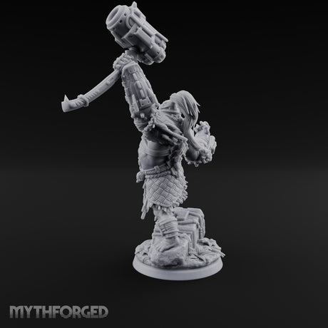 Mech Hammer Smashing Simian Brute Miniature for Dungeons and Dragons, Pathfinder or other TTRPGs