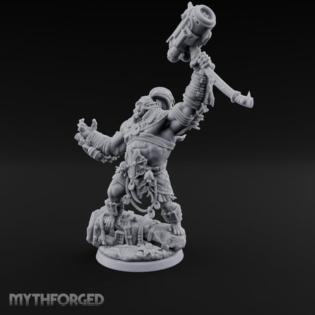 Mech Hammer Smashing Simian Brute Miniature for Dungeons and Dragons, Pathfinder or other TTRPGs