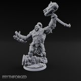 Mech Hammer Smashing Simian Brute Miniature for Dungeons and Dragons, Pathfinder or other TTRPGs