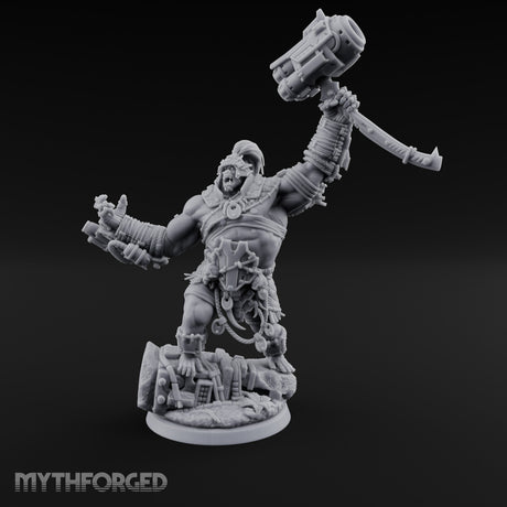 Mech Hammer Smashing Simian Brute Miniature for Dungeons and Dragons, Pathfinder or other TTRPGs