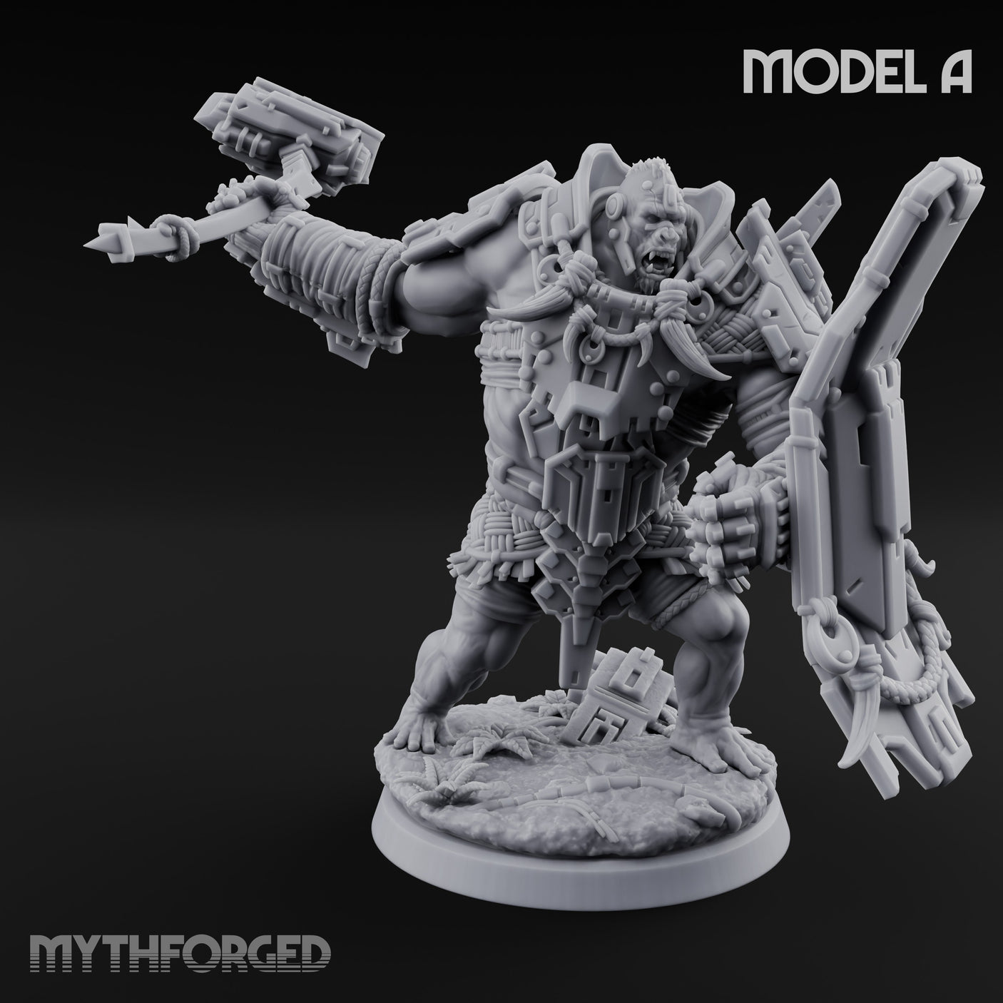 Mech Plated Rampaging Simian Brute A Miniature for Dungeons and Dragons, Pathfinder or other TTRPGs