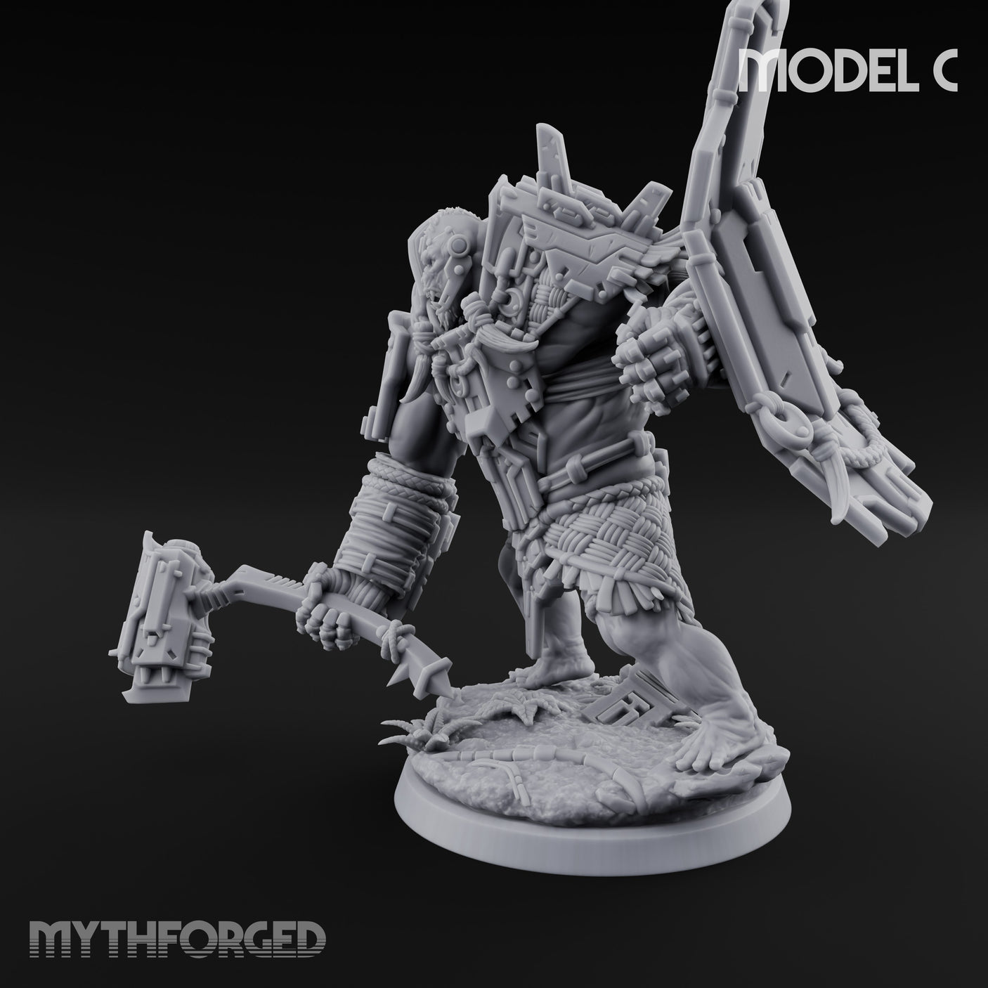 Mech Plated Rampaging Simian Brute C Miniature for Dungeons and Dragons, Pathfinder or other TTRPGs