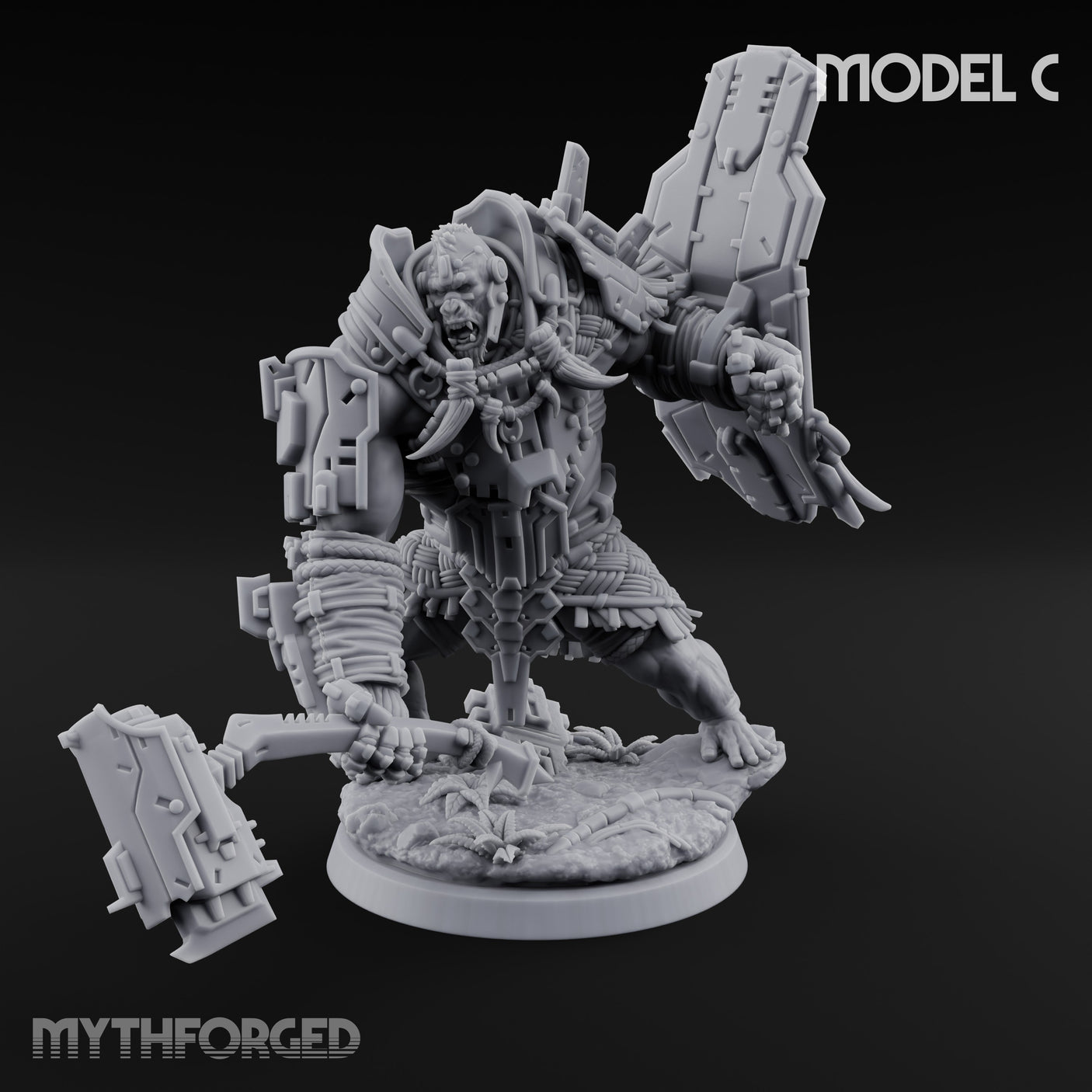 Mech Plated Rampaging Simian Brute C Miniature for Dungeons and Dragons, Pathfinder or other TTRPGs