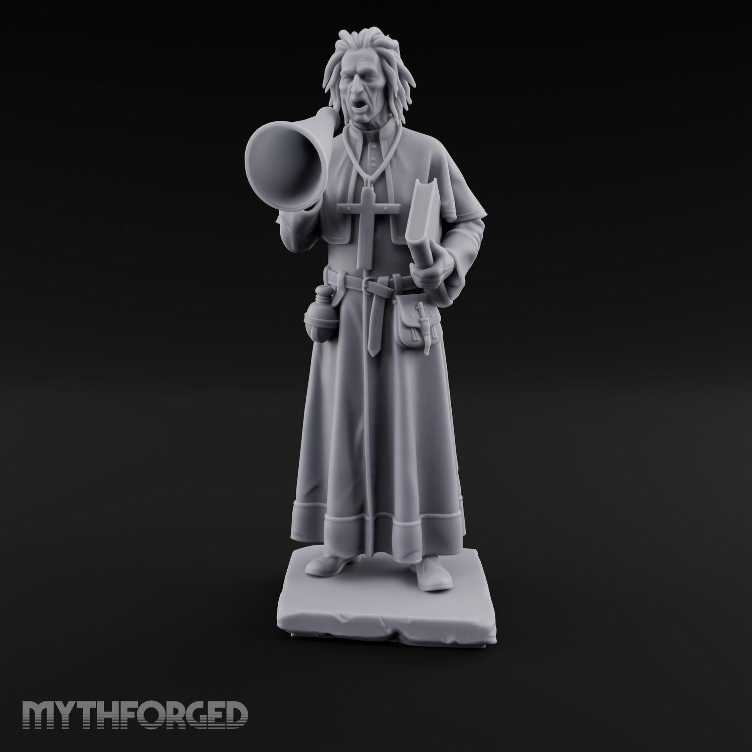 Megaphone Bellowing Human Preacher Miniature for Dungeons and Dragons, Pathfinder or other TTRPGs
