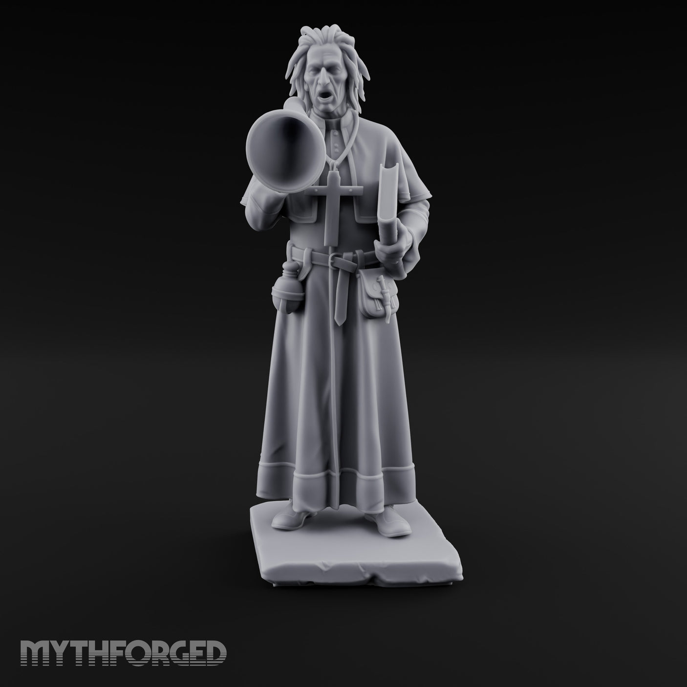 Megaphone Bellowing Human Preacher Miniature for Dungeons and Dragons, Pathfinder or other TTRPGs
