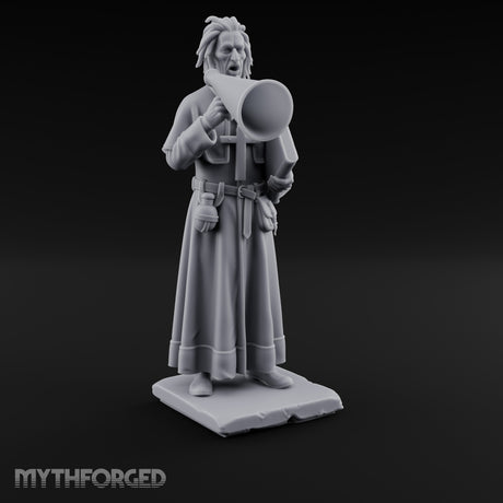 Megaphone Bellowing Human Preacher Miniature for Dungeons and Dragons, Pathfinder or other TTRPGs