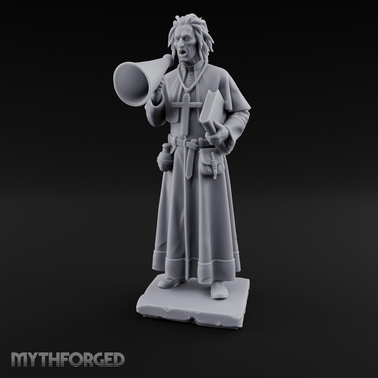 Megaphone Bellowing Human Preacher Miniature for Dungeons and Dragons, Pathfinder or other TTRPGs