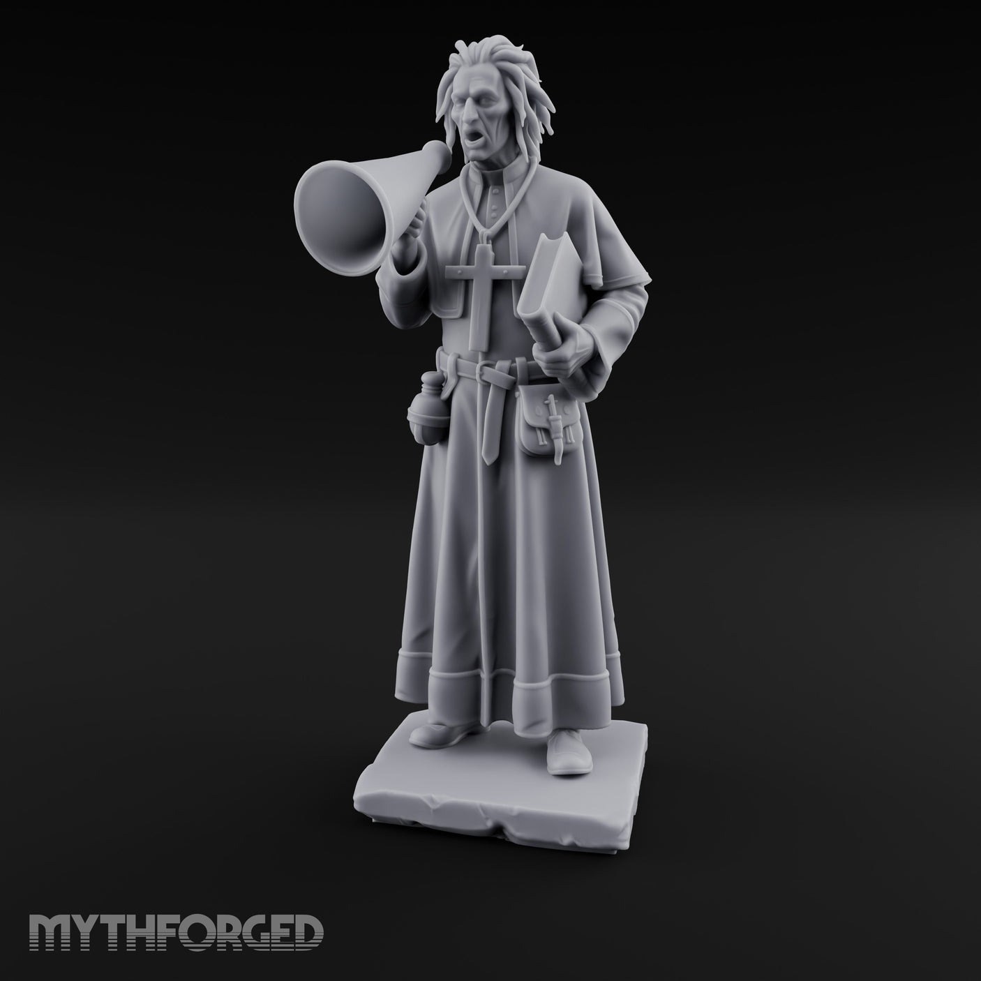 Megaphone Bellowing Human Preacher Miniature for Dungeons and Dragons, Pathfinder or other TTRPGs