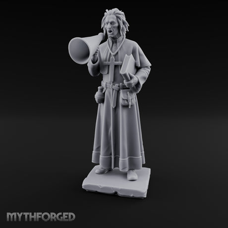 Megaphone Bellowing Human Preacher Miniature for Dungeons and Dragons, Pathfinder or other TTRPGs