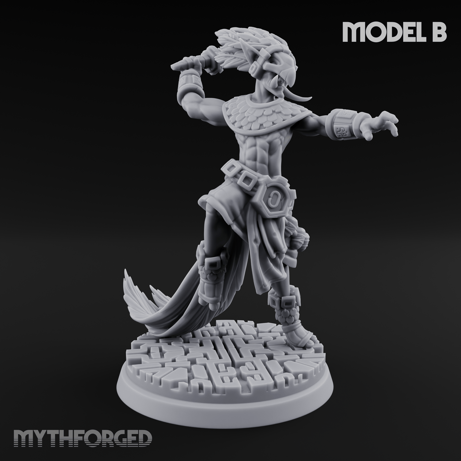 Aztec Inspired Stone-Fisted Hobgoblin Fighter B Miniature for Dungeons and Dragons, Pathfinder or other TTRPGs