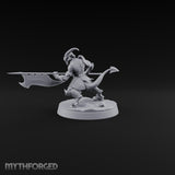 One Grounded, One Gliding Dragonborn Warrior A