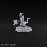 One Grounded, One Gliding Dragonborn Warrior A