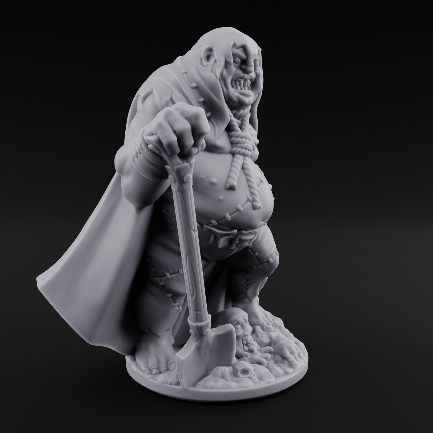 Grave Digging Ogre Brute Miniature for Dungeons and Dragons, Pathfinder or other TTRPGs