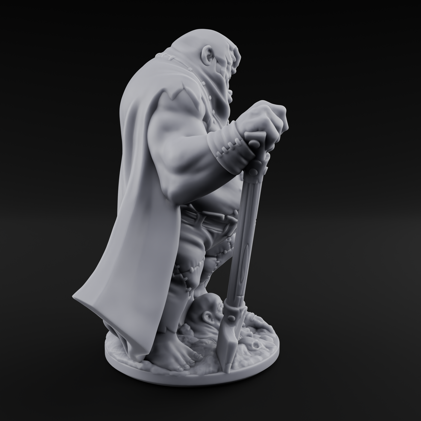 Grave Digging Ogre Brute Miniature for Dungeons and Dragons, Pathfinder or other TTRPGs