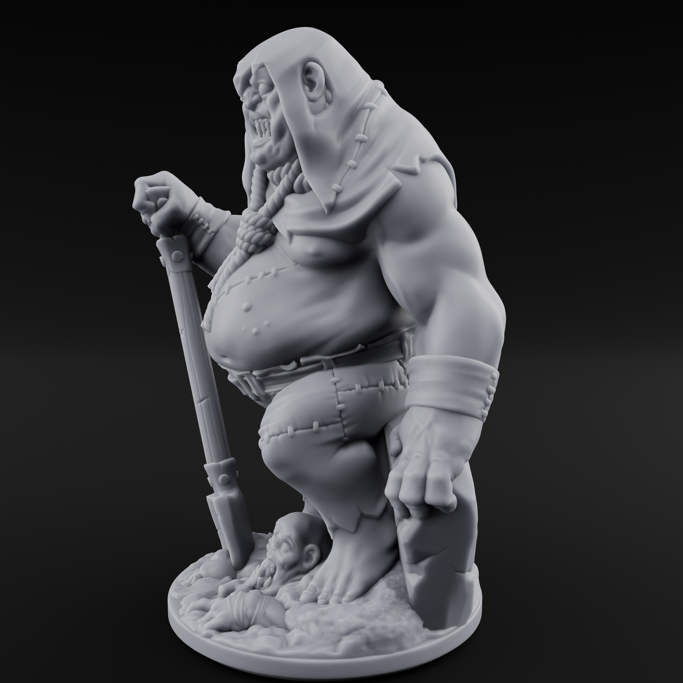 Grave Digging Ogre Brute Miniature for Dungeons and Dragons, Pathfinder or other TTRPGs