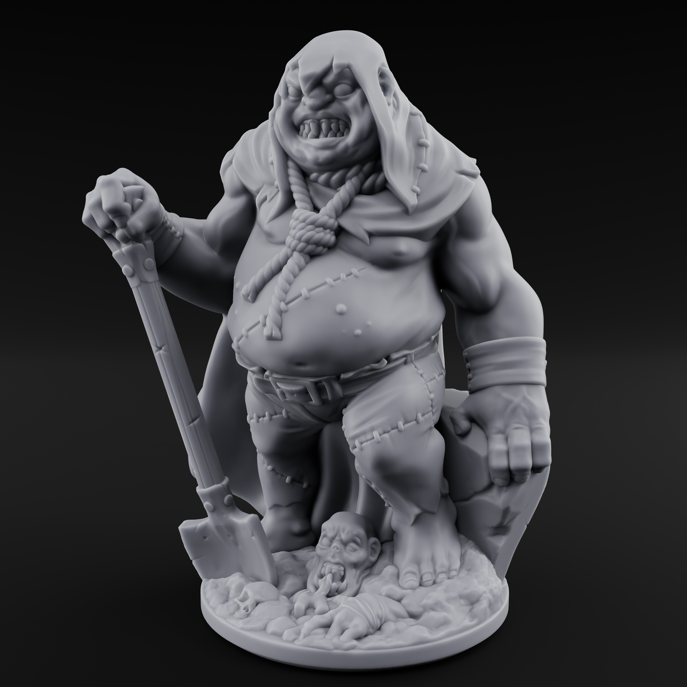 Grave Digging Ogre Brute Miniature for Dungeons and Dragons, Pathfinder or other TTRPGs
