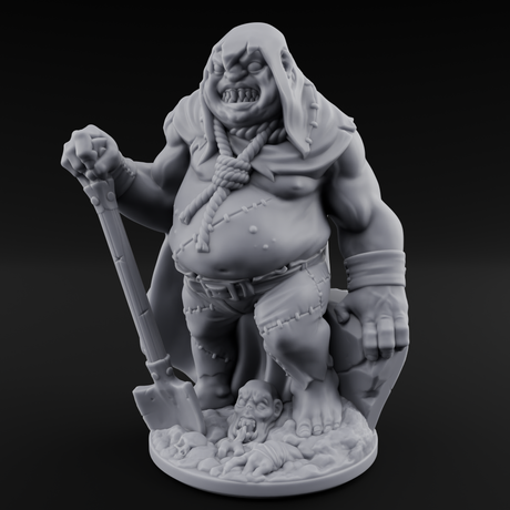 Grave Digging Ogre Brute Miniature for Dungeons and Dragons, Pathfinder or other TTRPGs