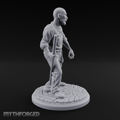 Mop Wielding Human Janitor Miniature for Dungeons and Dragons, Pathfinder or other TTRPGs
