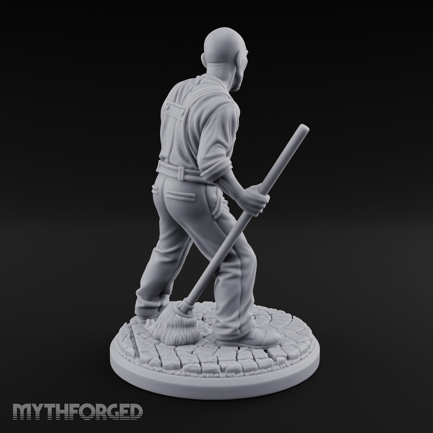 Mop Wielding Human Janitor Miniature for Dungeons and Dragons, Pathfinder or other TTRPGs