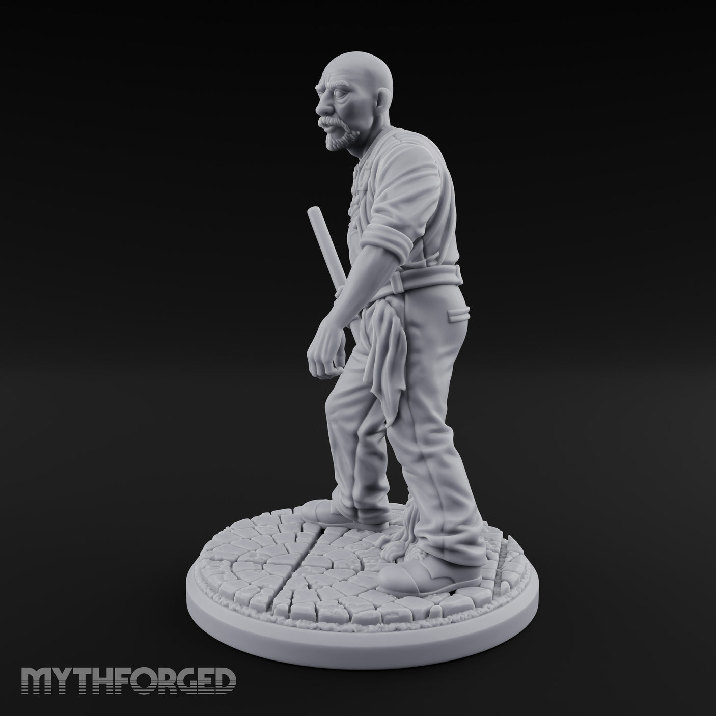 Mop Wielding Human Janitor Miniature for Dungeons and Dragons, Pathfinder or other TTRPGs