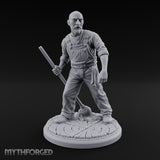Mop Wielding Human Janitor Miniature for Dungeons and Dragons, Pathfinder or other TTRPGs
