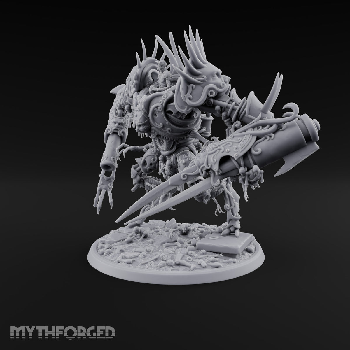 Dead Weight, Heavy Hitter Warforged Spiked War Automaton with Cannon Arm, Twin Blades and Hatch Pilot