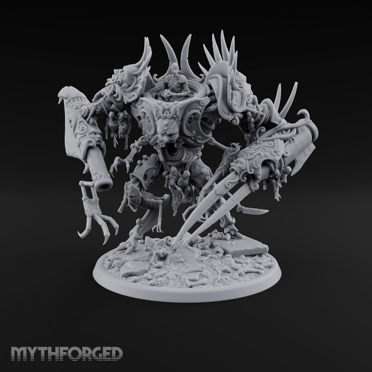 Dead Weight, Heavy Hitter Warforged Spiked War Automaton with Cannon Arm, Twin Blades and Hatch Pilot