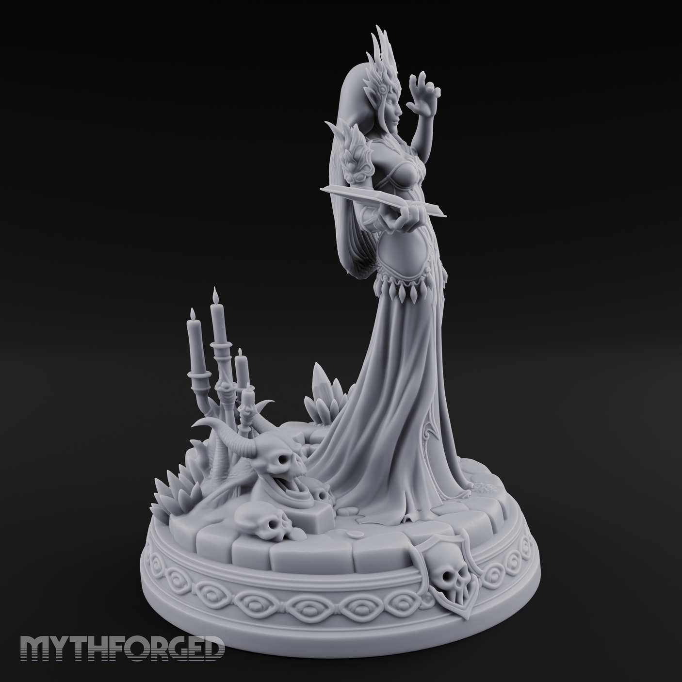 Crowned In Flame Sorceress Miniature for Dungeons and Dragons, Pathfinder or other TTRPGs