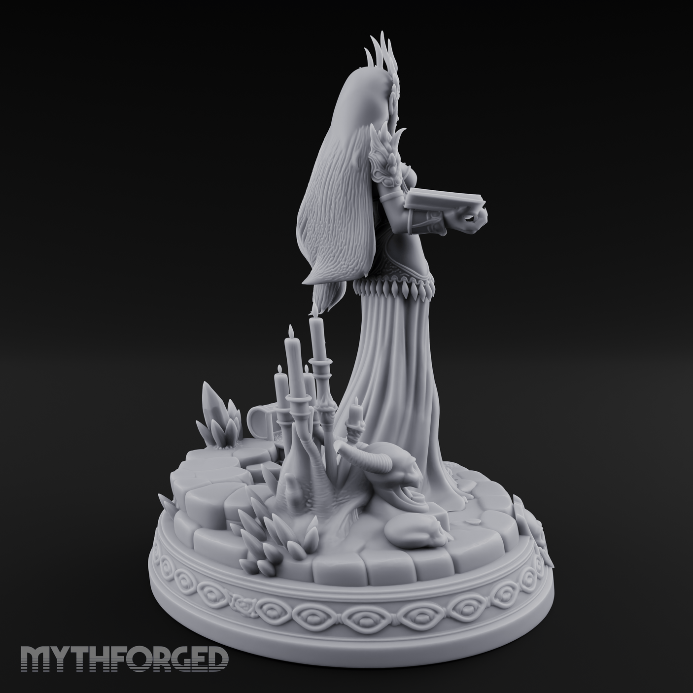 Crowned In Flame Sorceress Miniature for Dungeons and Dragons, Pathfinder or other TTRPGs