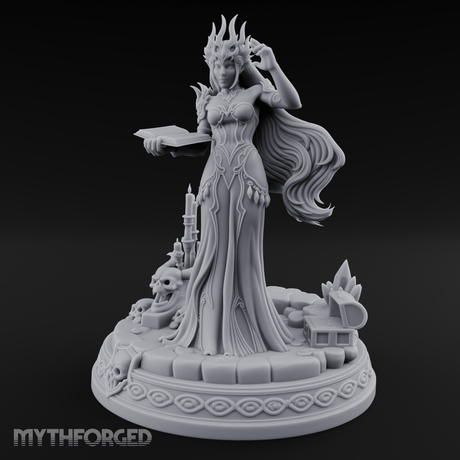 Crowned In Flame Sorceress Miniature for Dungeons and Dragons, Pathfinder or other TTRPGs