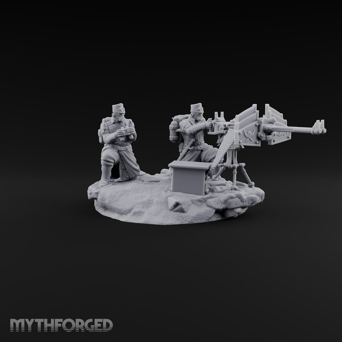 Breath Rationed, Ammunition Not Human Gas-Masked Heavy Infantry A — Dual Gun · Crouched
