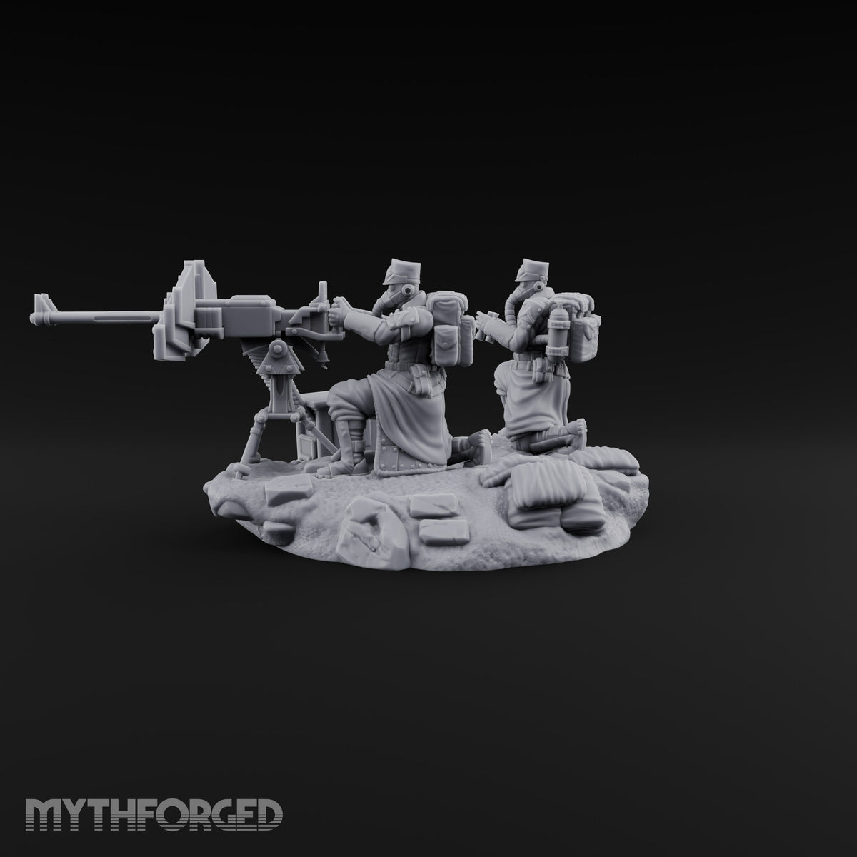 Breath Rationed, Ammunition Not Human Gas-Masked Heavy Infantry A — Dual Gun · Crouched