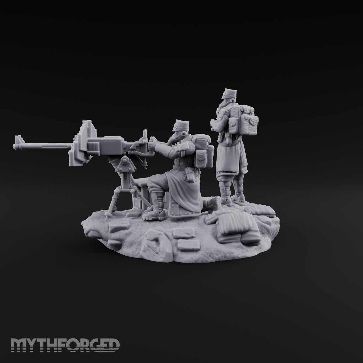 Breath Rationed, Ammunition Not Human Gas-Masked Heavy Infantry A — Dual Gun · Standing