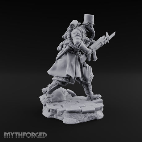 Orders Muffled, Obeyed Anyway Human Gas-Masked Light Infantry Soldier D