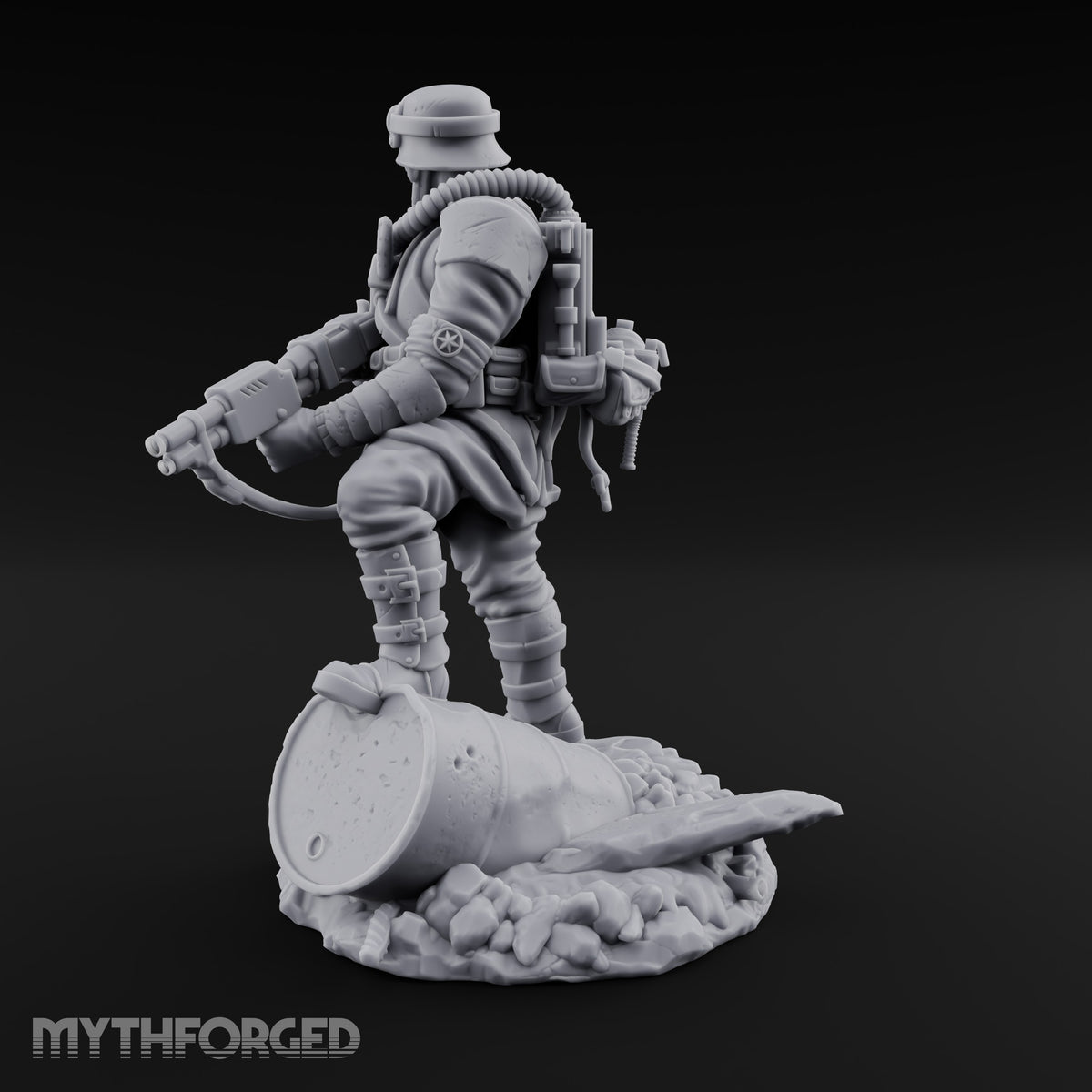 Breathing Through Brass Hoses Human Gas-Masked Shocktrooper B