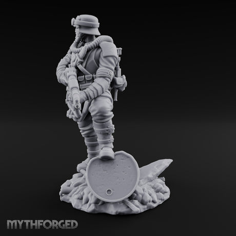 Breathing Through Brass Hoses Human Gas-Masked Shocktrooper B
