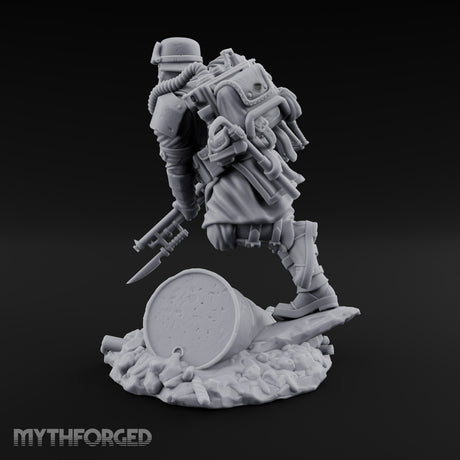 Breathing Through Brass Hoses Human Gas-Masked Shocktrooper C