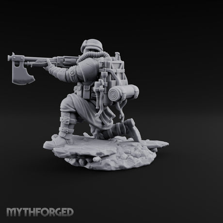 Breathing Through Brass Hoses Human Gas-Masked Shocktrooper D