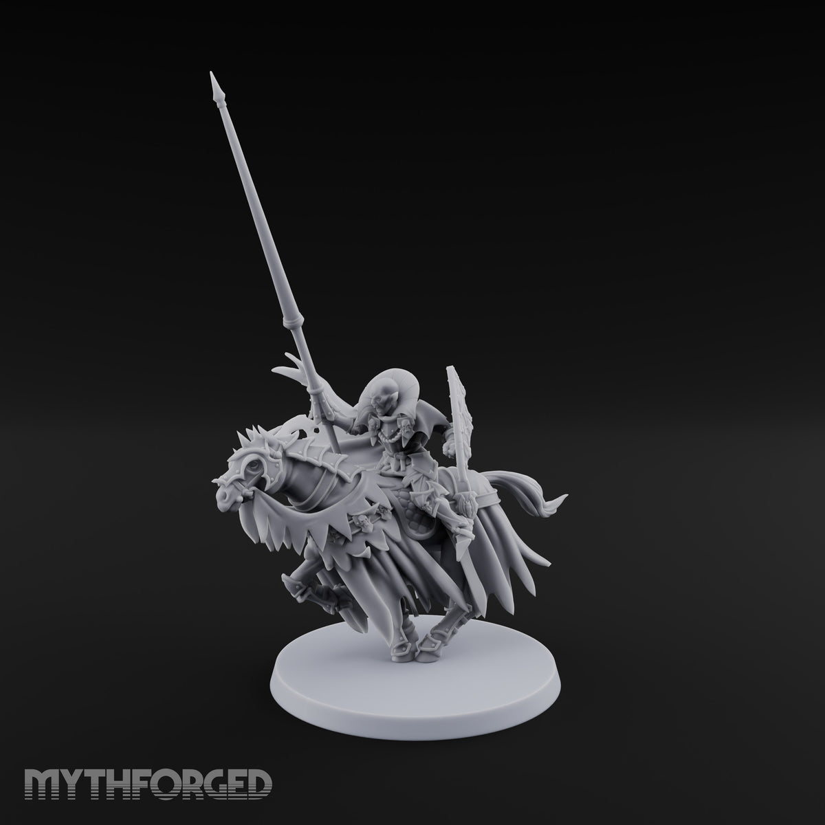 Charging Through Moonrise Vampire Lord on Armoured Horse with Lance and Shield