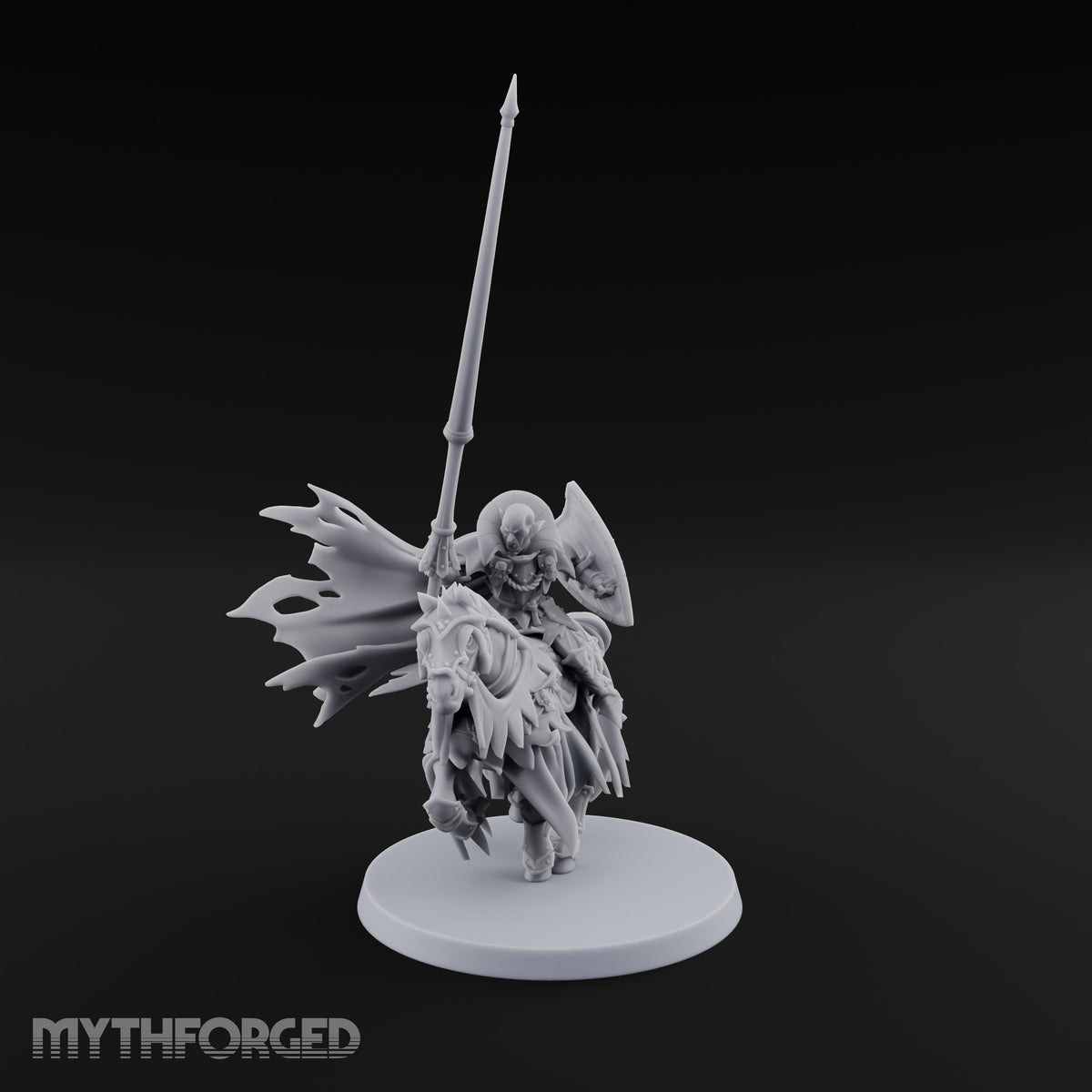 Charging Through Moonrise Vampire Lord on Armoured Horse with Lance and Shield