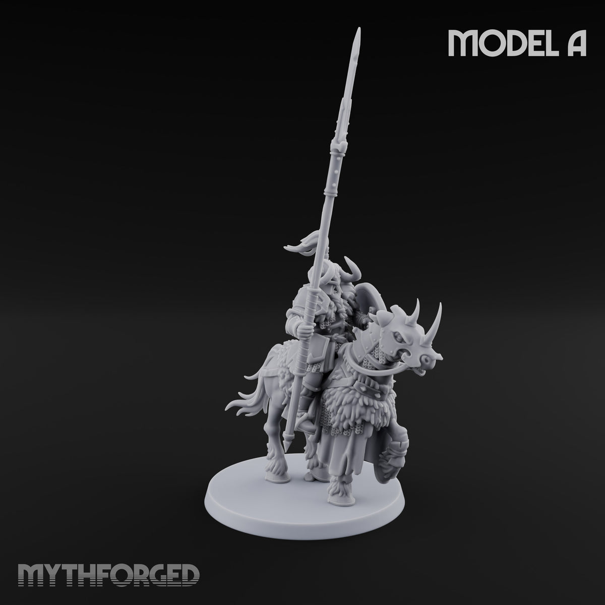 Hooves Thunder, Horns Gleam Human Horned Cavalry Warriors — A