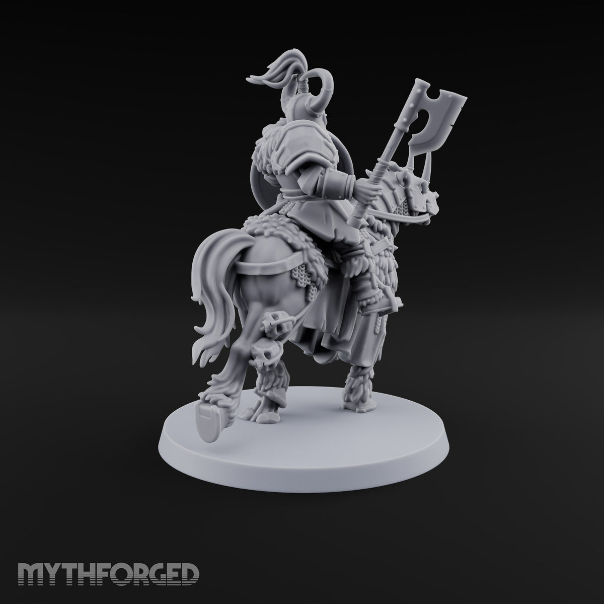 Hooves Thunder, Horns Gleam Human Horned Cavalry Warrior C