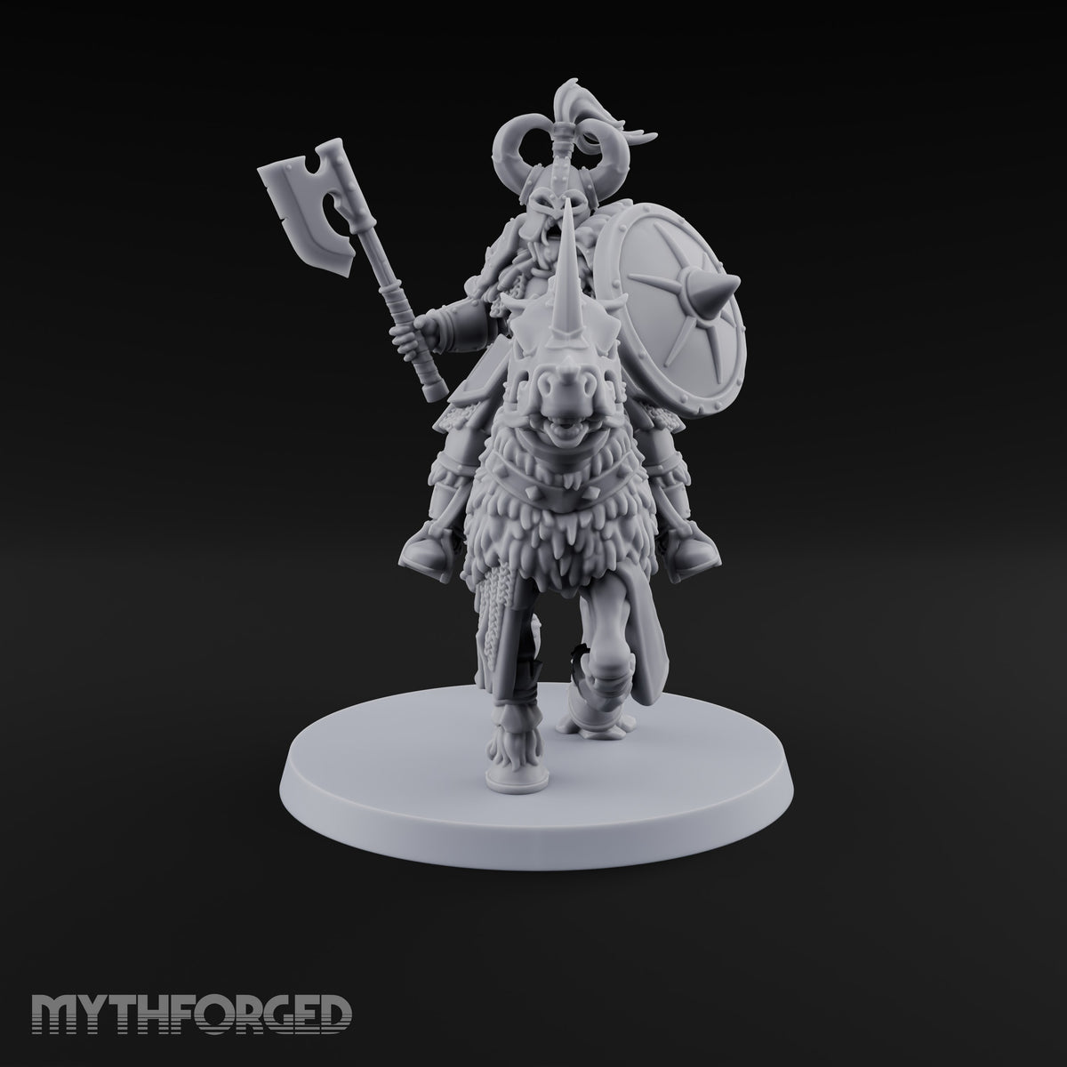 Hooves Thunder, Horns Gleam Human Horned Cavalry Warrior C