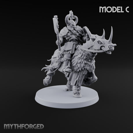Hooves Thunder, Horns Gleam Human Horned Cavalry Warrior C