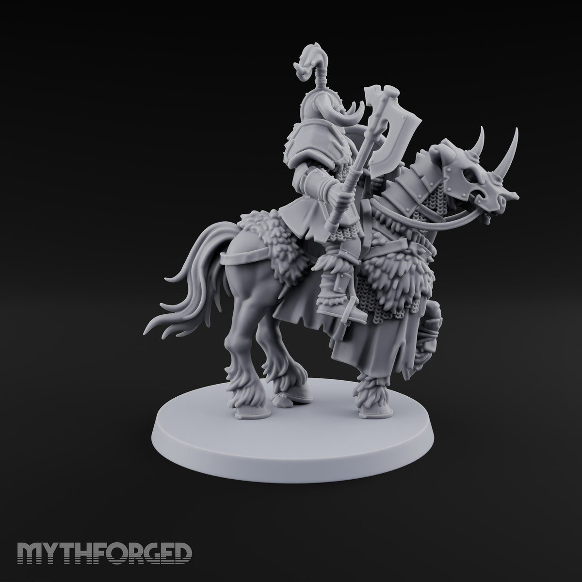 Hooves Thunder, Horns Gleam Human Horned Cavalry Warriors — E